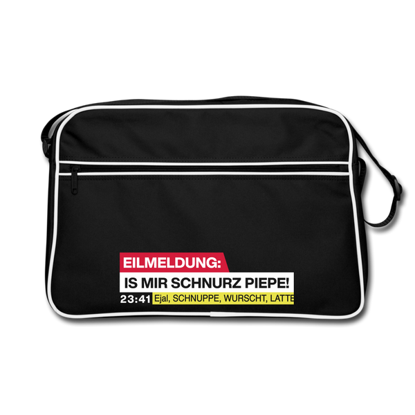 Eilmeldung: Is mir Schnurz Piepe! - Retro Tasche - Schwarz/Weiß