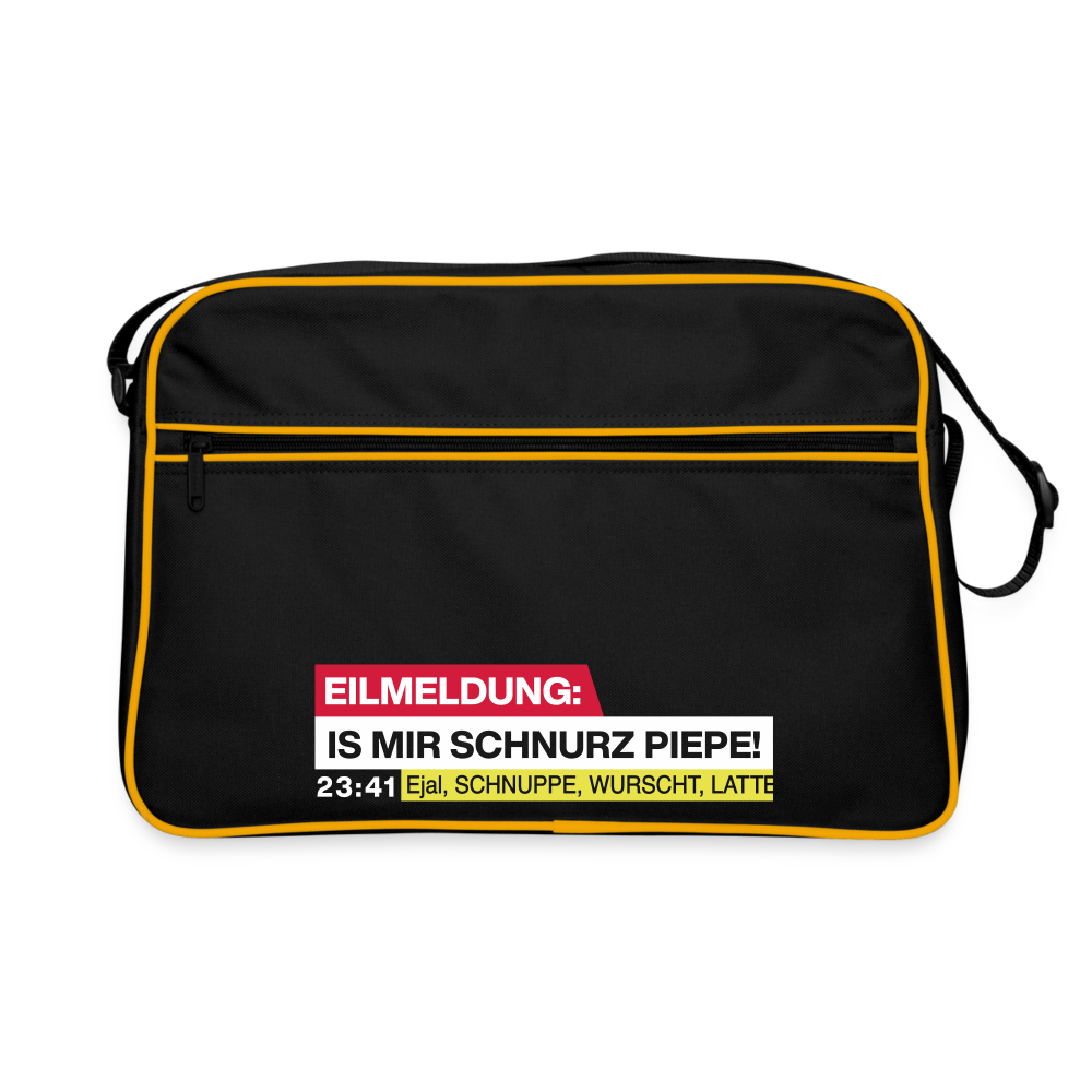 Eilmeldung: Is mir Schnurz Piepe! - Retro Tasche - Schwarz/Gold