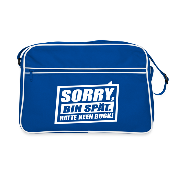 Sorry, ick bin spät. Hatte keen Bock. - Retro Tasche - Blau/Weiß