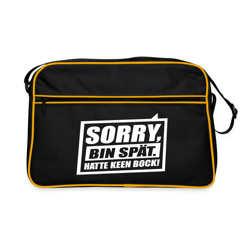 Sorry, ick bin spät. Hatte keen Bock. - Retro Tasche - Schwarz/Gold