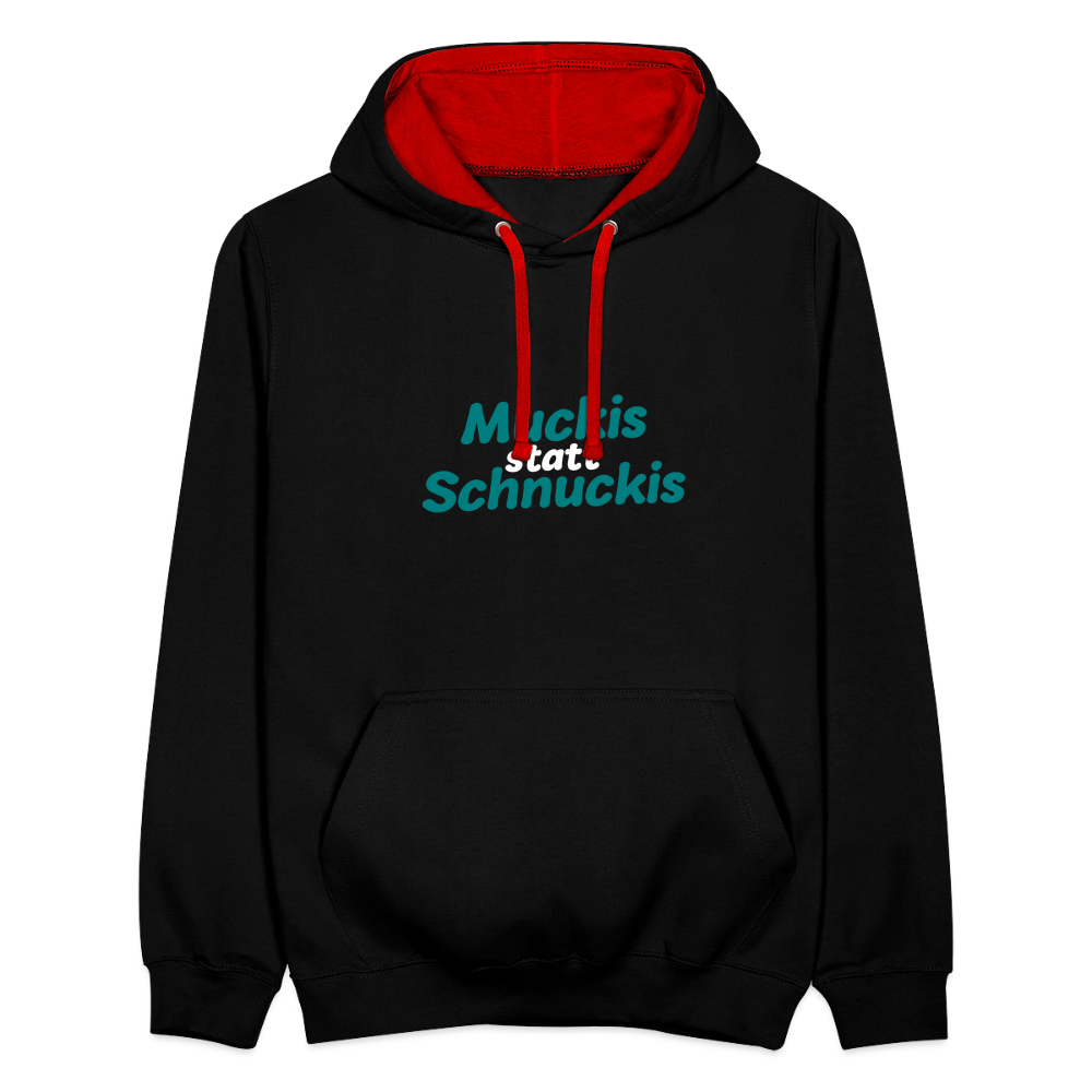 Muckis statt Schnuckis - Kontrast Hoodie - Schwarz/Rot