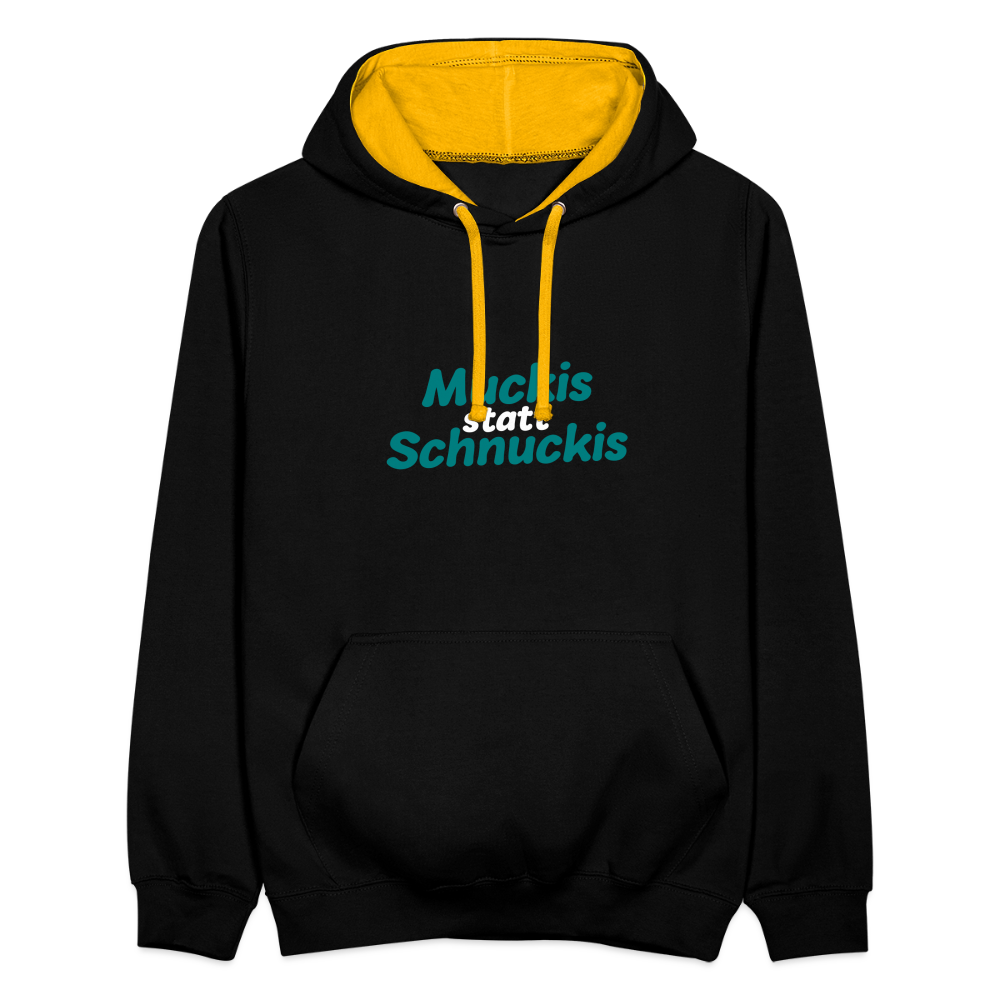 Muckis statt Schnuckis - Kontrast Hoodie - Schwarz/Gold