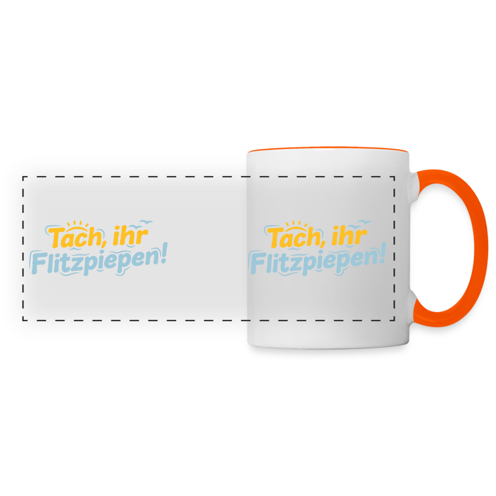 Tach, ihr Flitzpiepen! - Tasse zweifarbig - Weiß/Orange