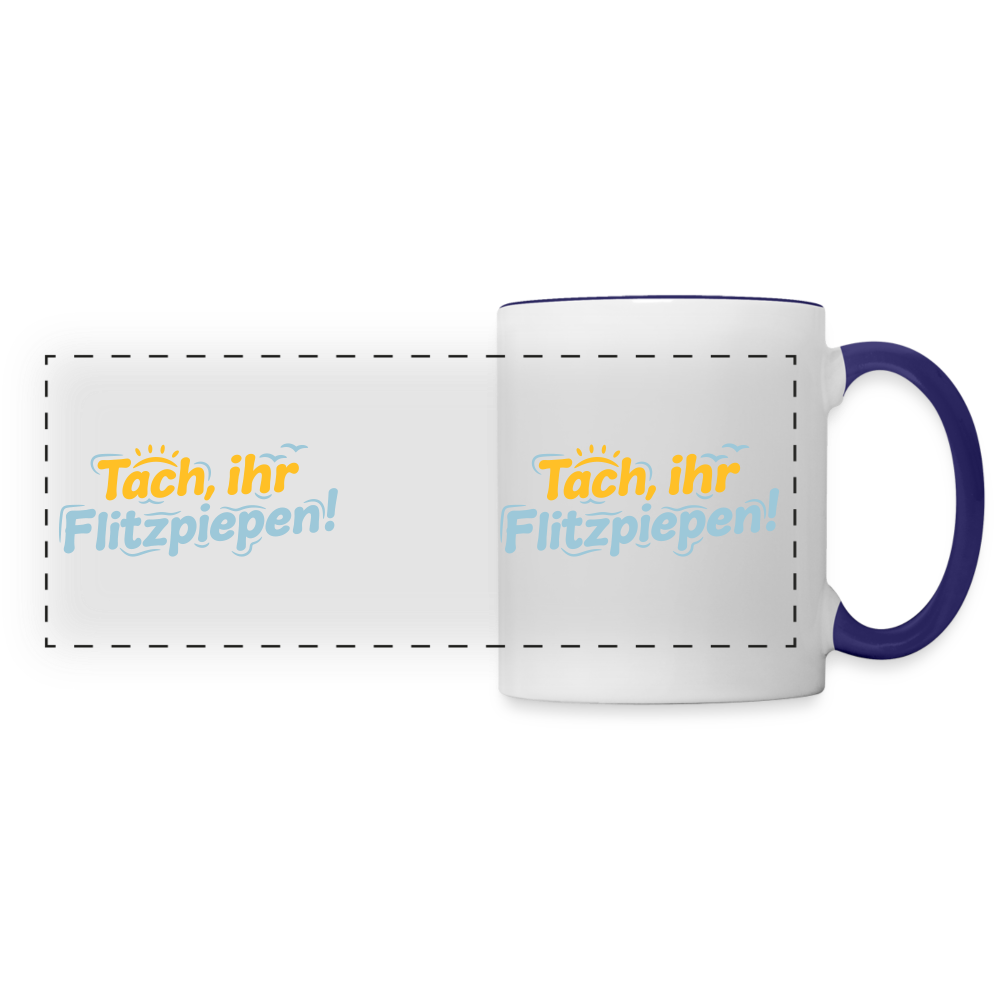 Tach, ihr Flitzpiepen! - Tasse zweifarbig - Weiß/Kobaltblau