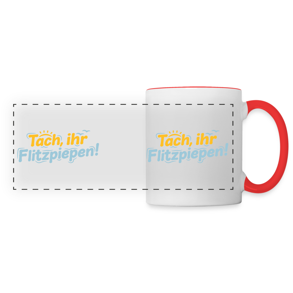 Tach, ihr Flitzpiepen! - Tasse zweifarbig - Weiß/Rot