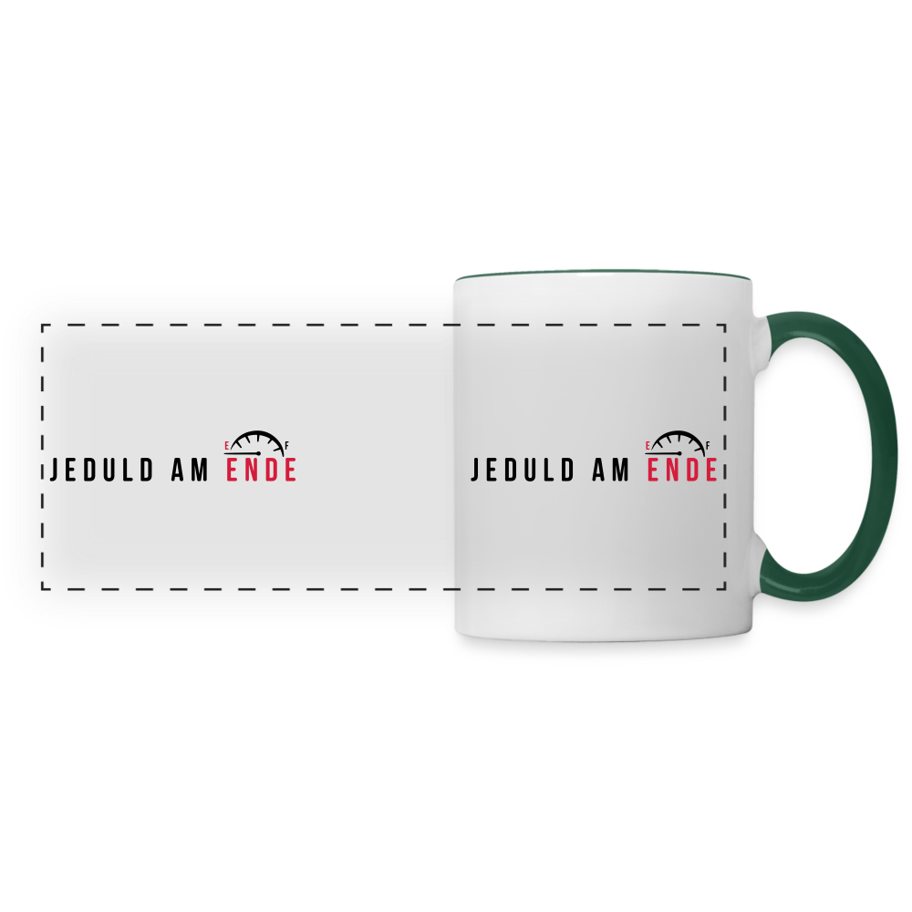 Jeduld am Ende - Tasse zweifarbig - Weiß/Dunkelgrün