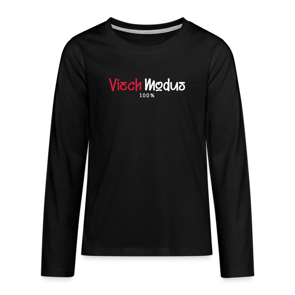 Viech Modus 100% - Teenager Langarmshirt - Schwarz