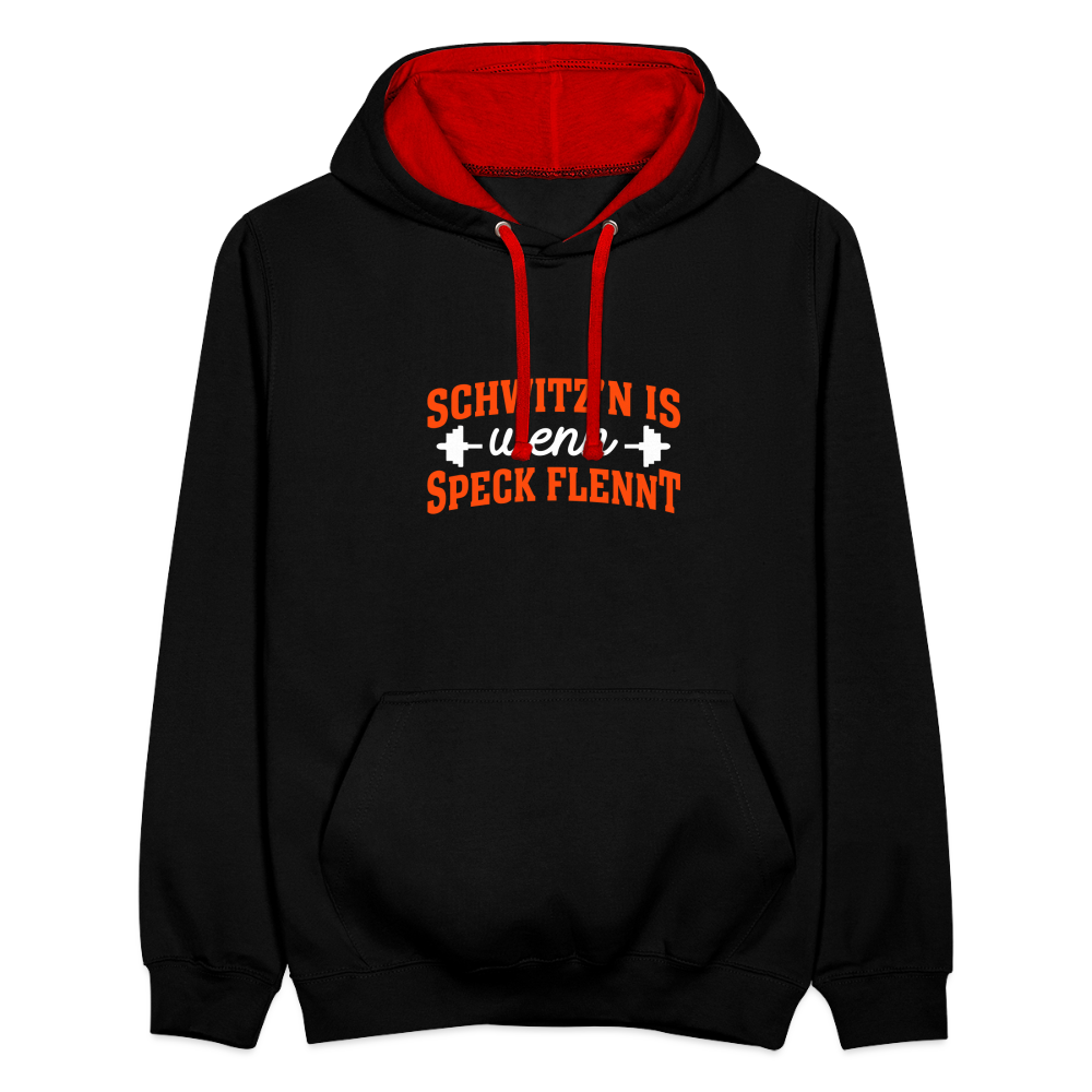Schwitz'n is wenn Speck flennt - Kontrast Hoodie - Schwarz/Rot