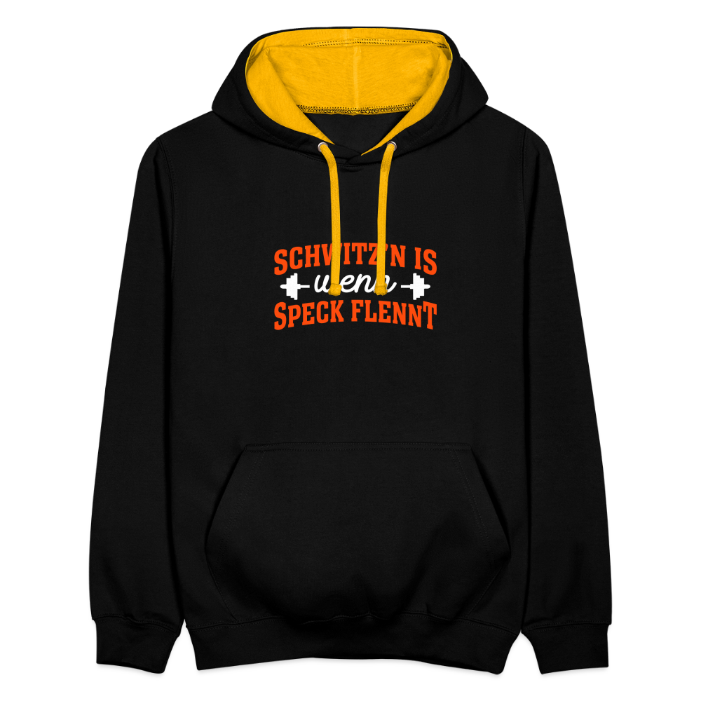 Schwitz'n is wenn Speck flennt - Kontrast Hoodie - Schwarz/Gold
