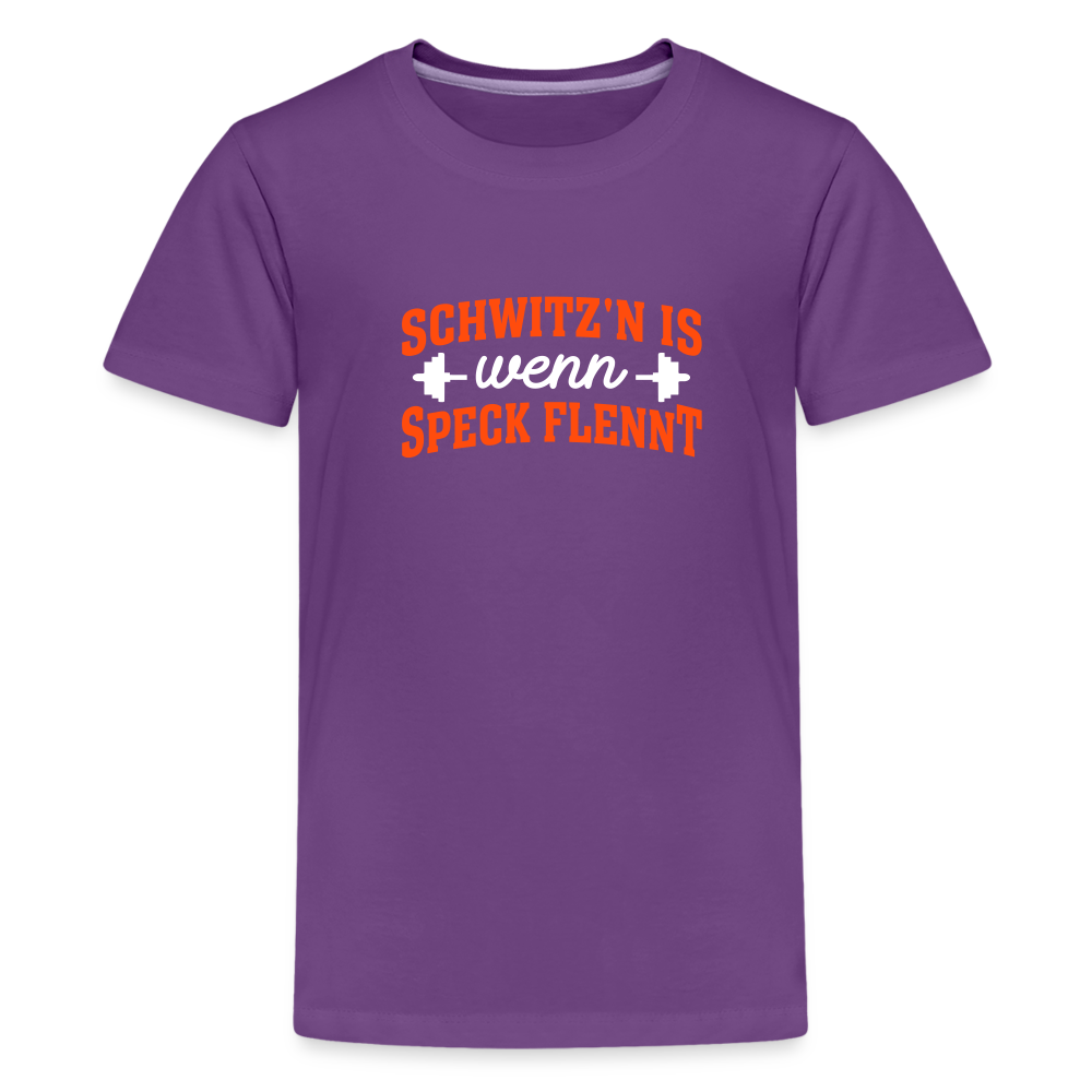 Schwitz'n is wenn Speck flennt - Teenager Premium T-Shirt - Lila