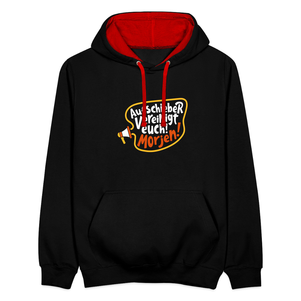 Aufschieber vereinigt euch! Morjen! - Kontrast Hoodie - Schwarz/Rot