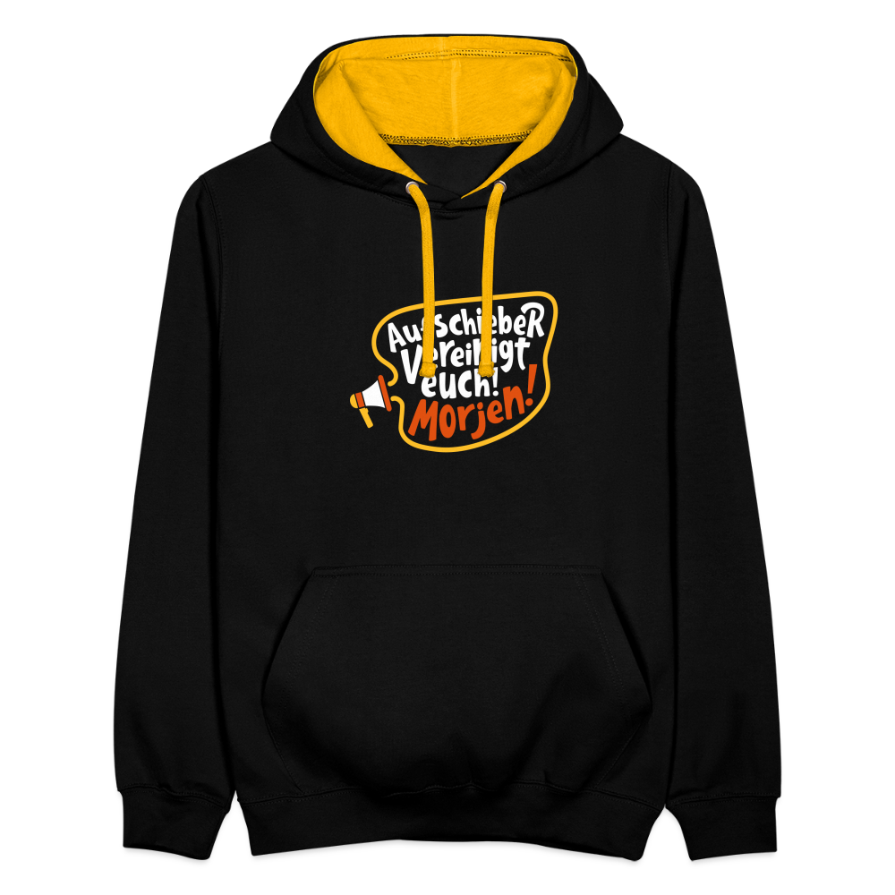 Aufschieber vereinigt euch! Morjen! - Kontrast Hoodie - Schwarz/Gold