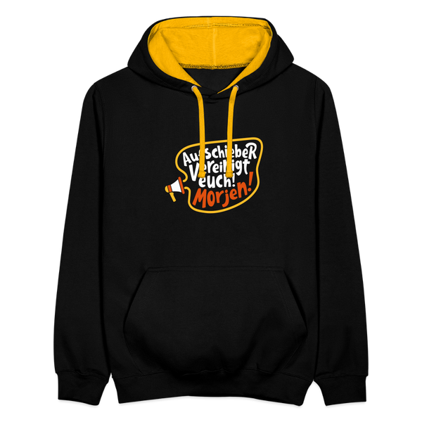 Aufschieber vereinigt euch! Morjen! - Kontrast Hoodie - Schwarz/Gold