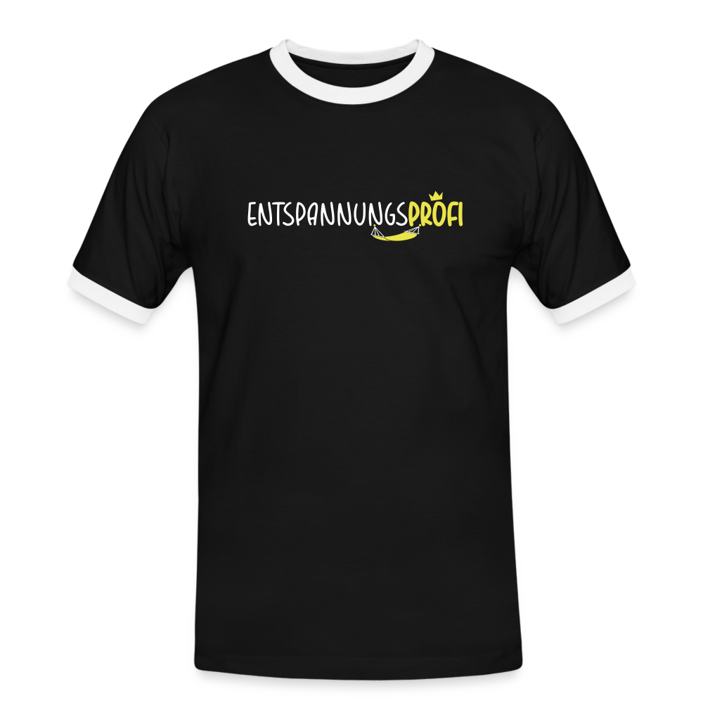 Entspannungsprofi - Männer Ringer T-Shirt - Schwarz/Weiß