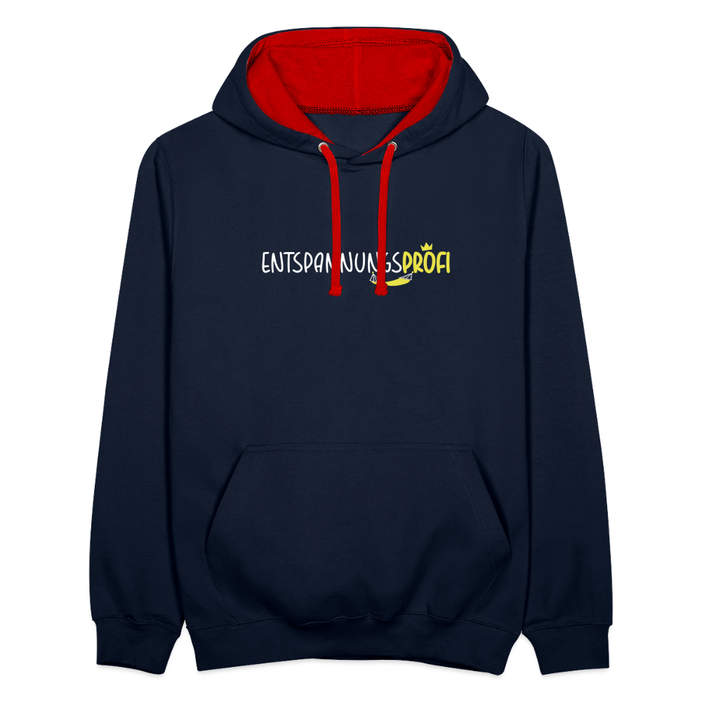 Entspannungsprofi - Kontrast Hoodie - Navy/Rot