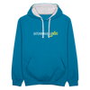 Entspannungsprofi - Kontrast Hoodie - Pfauenblau/Grau meliert