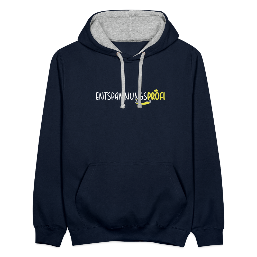 Entspannungsprofi - Kontrast Hoodie - Navy/Grau meliert