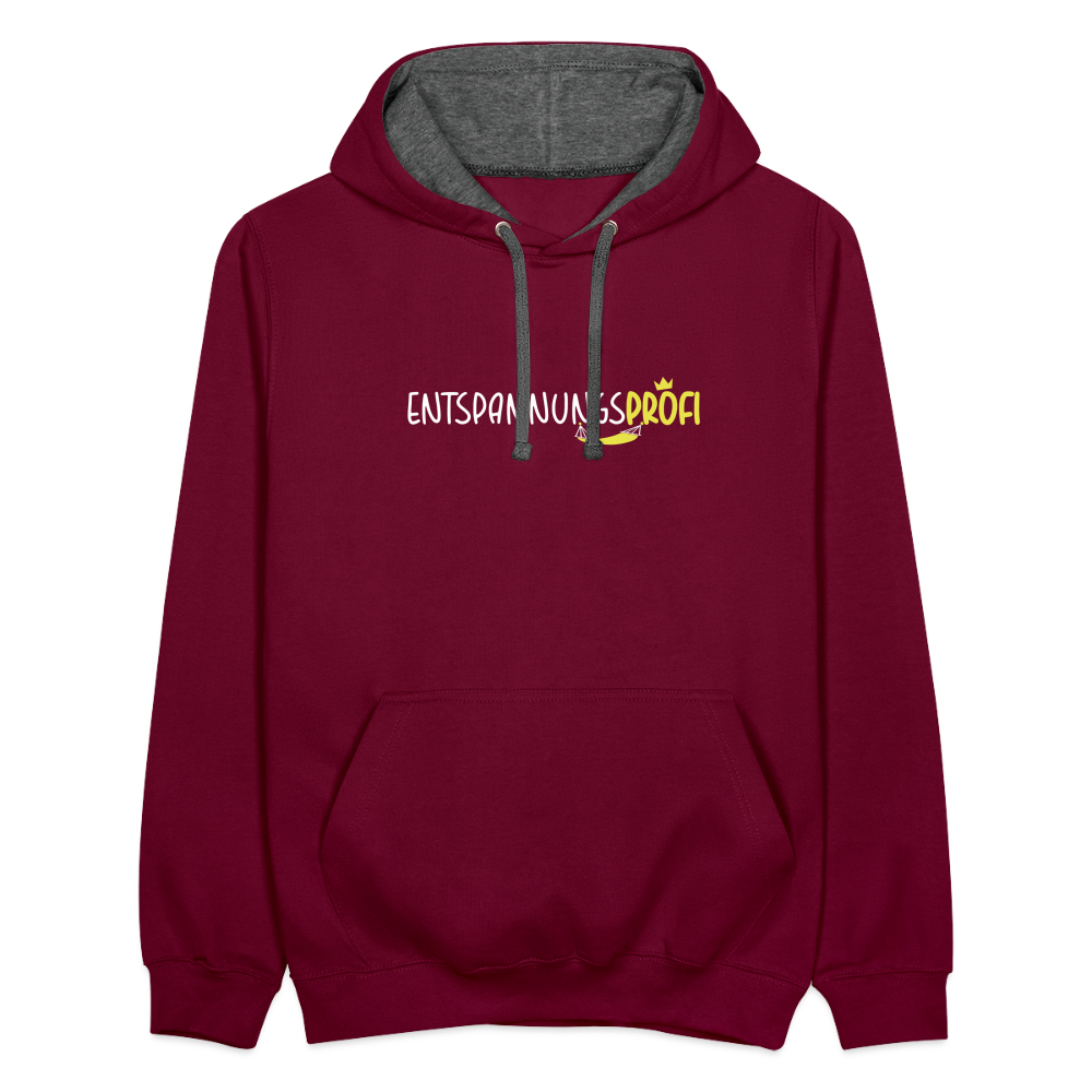 Entspannungsprofi - Kontrast Hoodie - Weinrot/Anthrazit