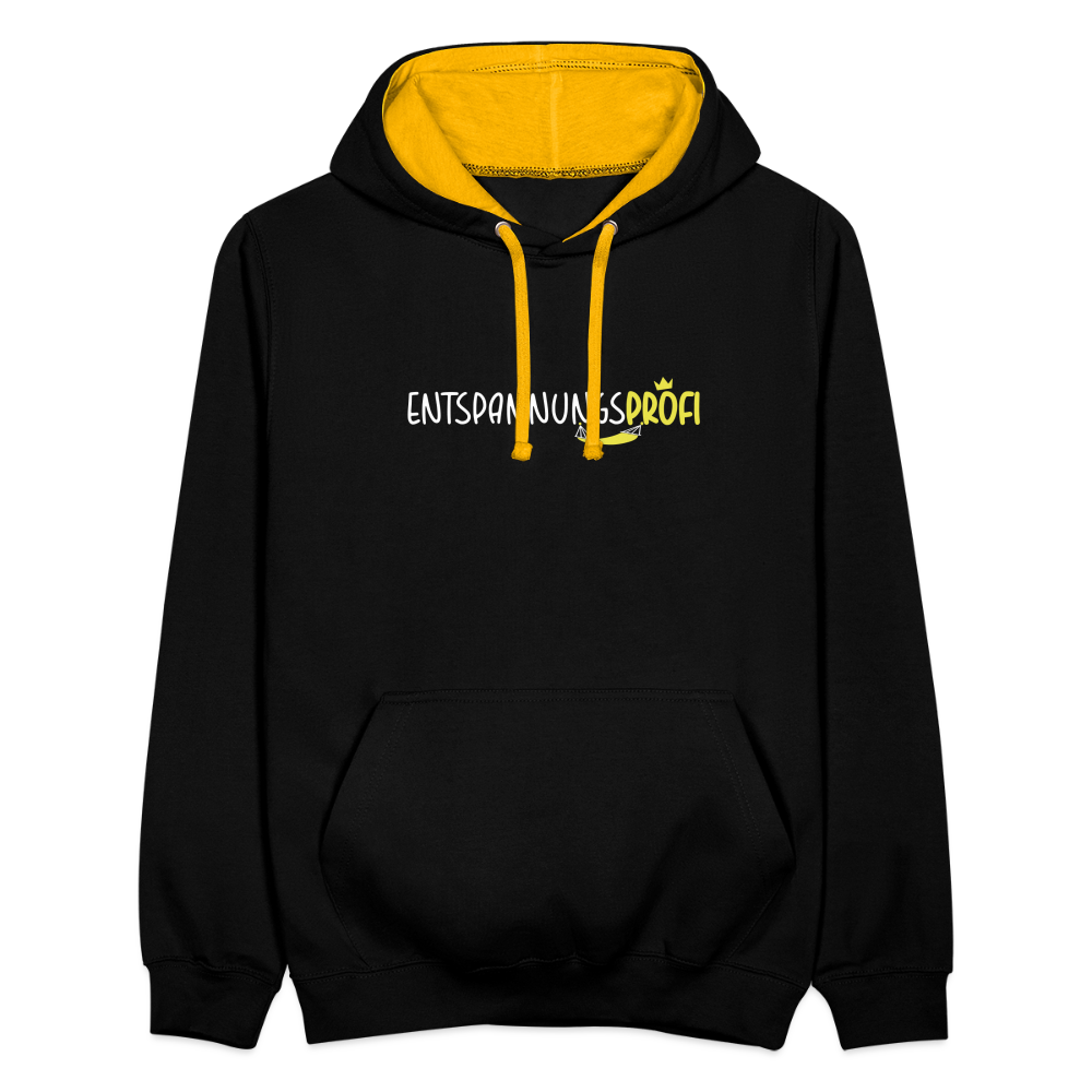 Entspannungsprofi - Kontrast Hoodie - Schwarz/Gold