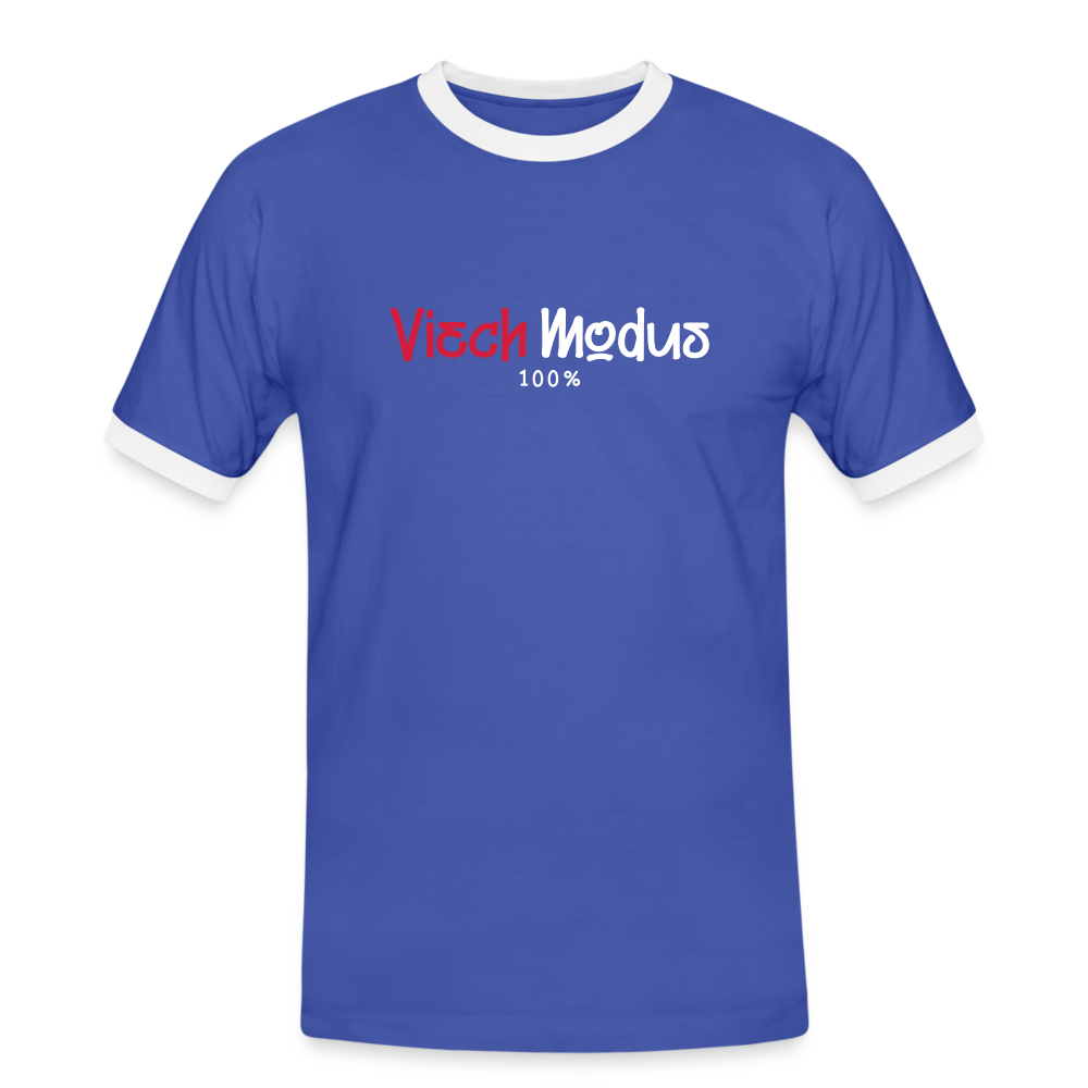 Viech Modus 100% - Männer Ringer T-Shirt - Blau/Weiß