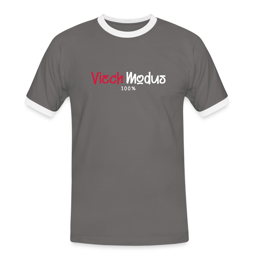 Viech Modus 100% - Männer Ringer T-Shirt - Dunkelgrau/Weiß