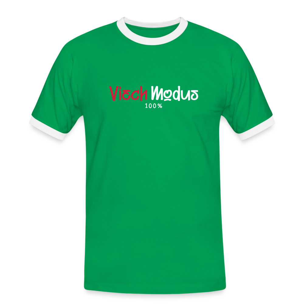 Viech Modus 100% - Männer Ringer T-Shirt - Kelly Green/Weiß