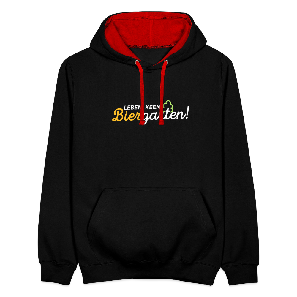 Leben, keen Biergarten! - Kontrast Hoodie - Schwarz/Rot