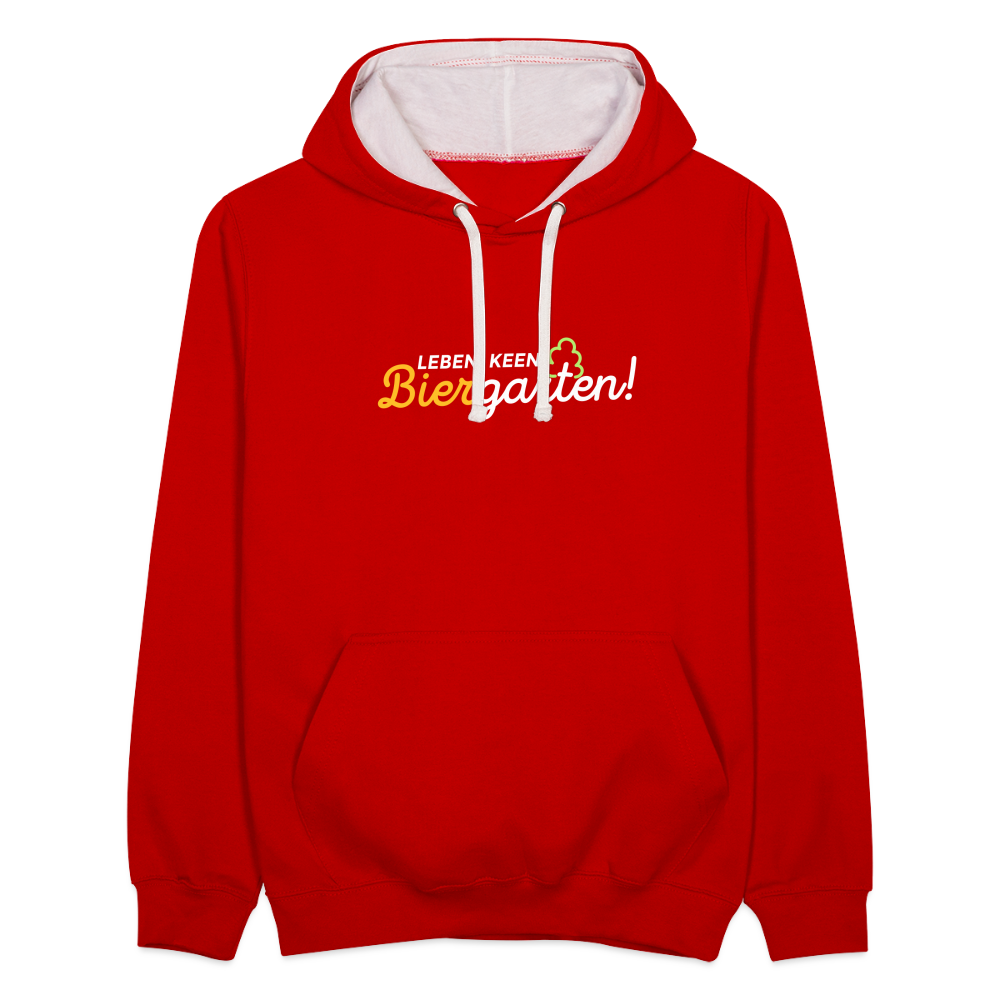 Leben, keen Biergarten! - Kontrast Hoodie - Rot/Weiß
