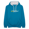 Leben, keen Biergarten! - Kontrast Hoodie - Pfauenblau/Grau meliert