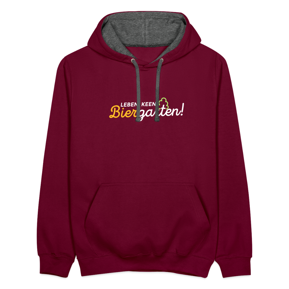 Leben, keen Biergarten! - Kontrast Hoodie - Weinrot/Anthrazit