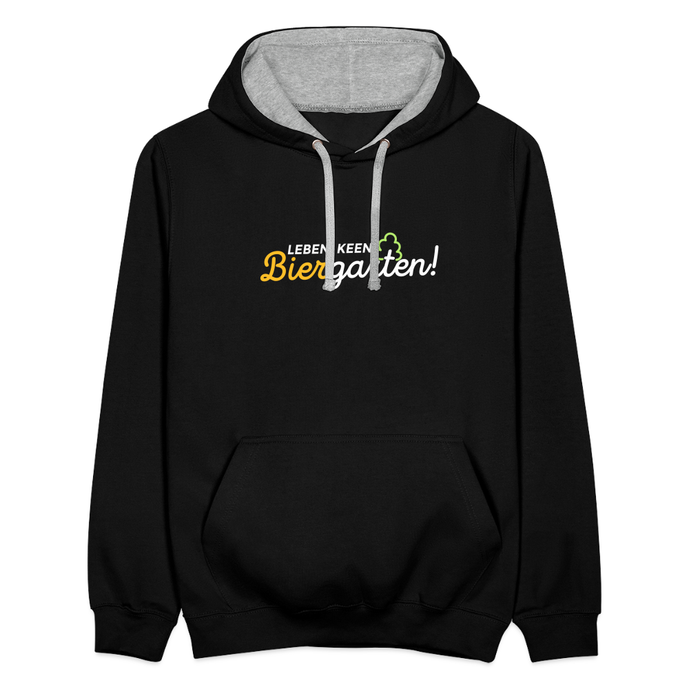 Leben, keen Biergarten! - Kontrast Hoodie - Schwarz/Grau meliert
