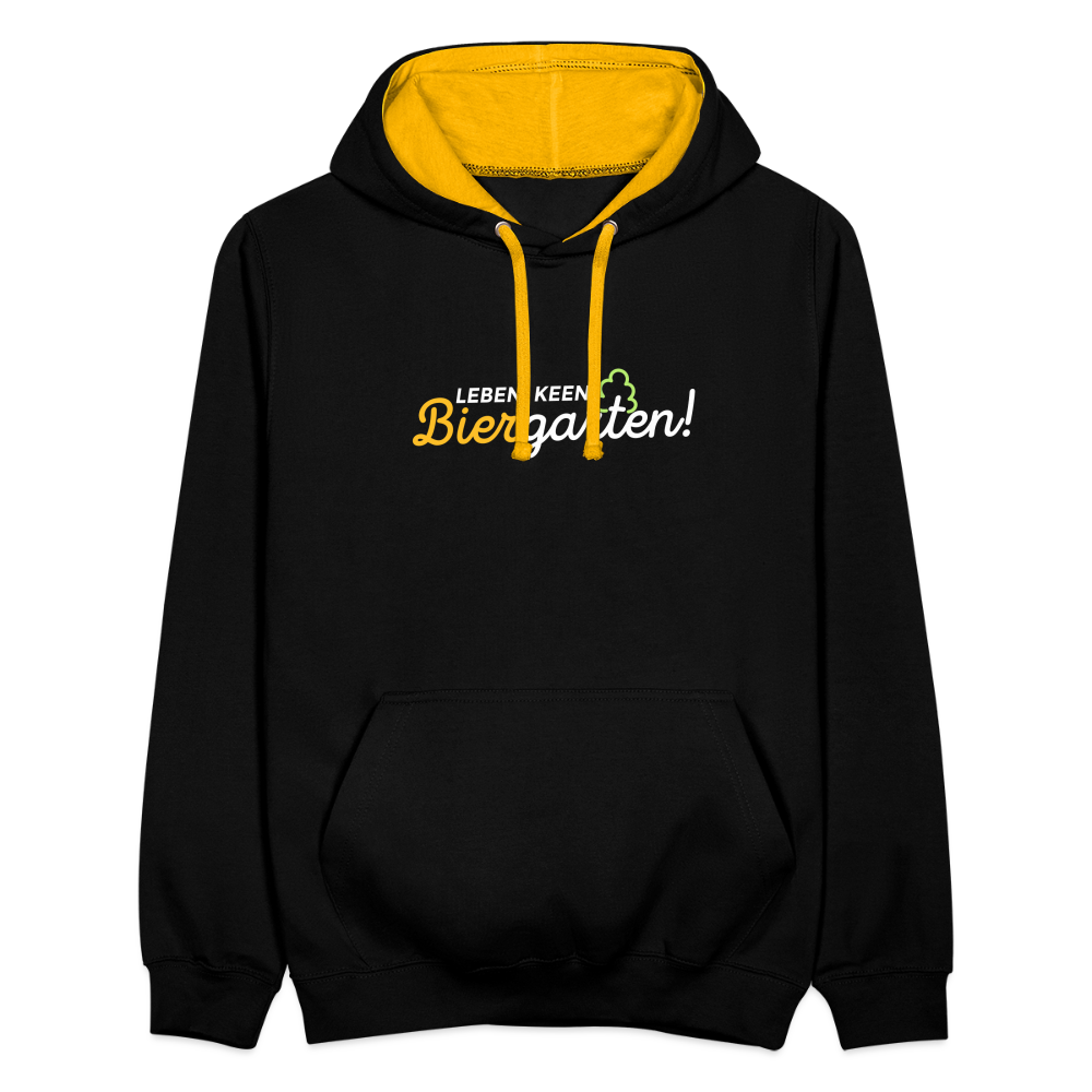 Leben, keen Biergarten! - Kontrast Hoodie - Schwarz/Gold