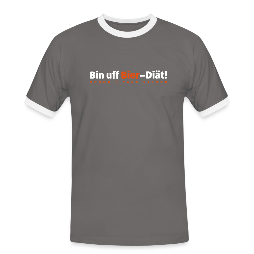 Bin uff Bier-Diät! (schon 3 Tage valorn) - Männer Ringer T-Shirt - Dunkelgrau/Weiß