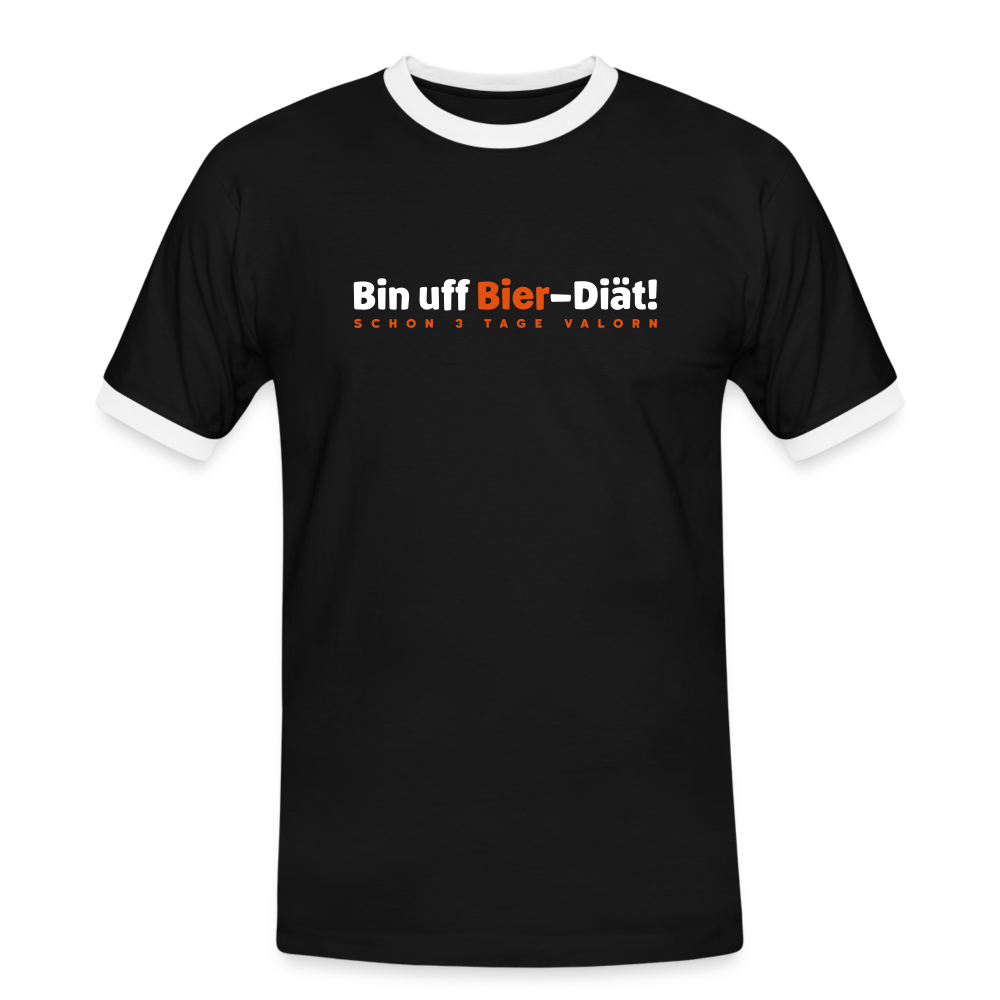 Bin uff Bier-Diät! (schon 3 Tage valorn) - Männer Ringer T-Shirt - Schwarz/Weiß