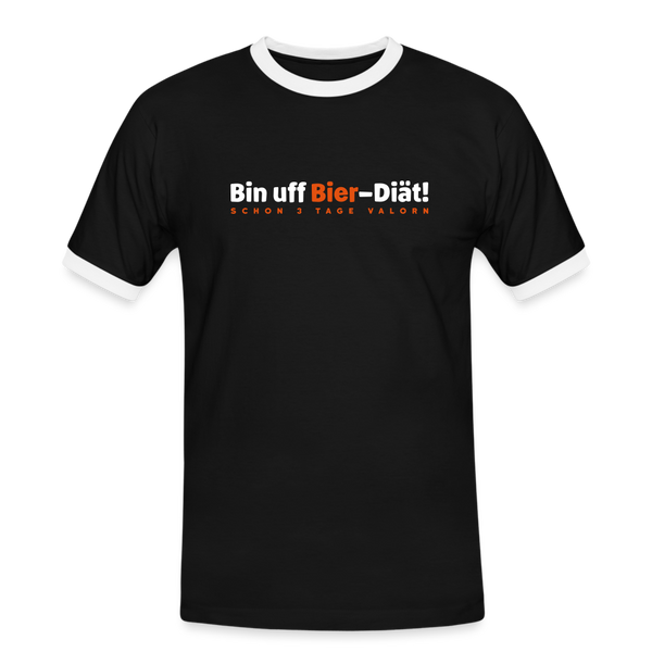Bin uff Bier-Diät! (schon 3 Tage valorn) - Männer Ringer T-Shirt - Schwarz/Weiß
