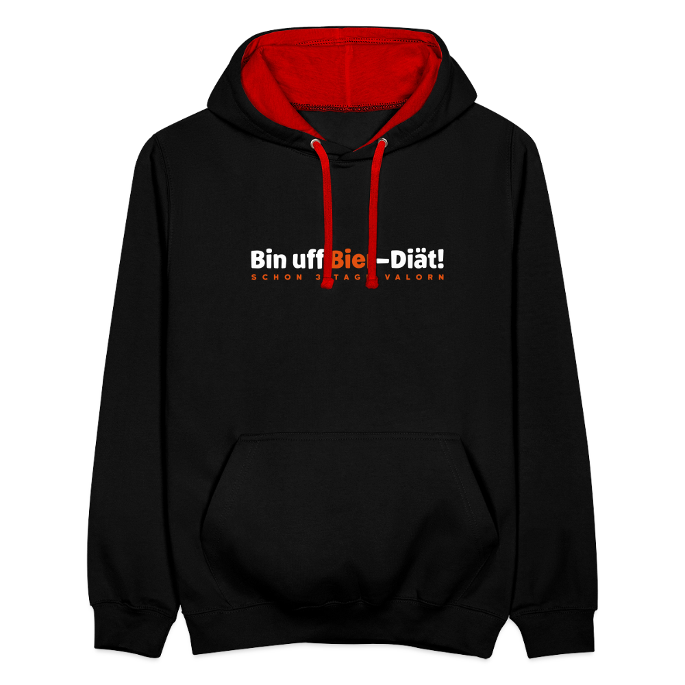 Bin uff Bier-Diät! (schon 3 Tage valorn) - Kontrast Hoodie - Schwarz/Rot