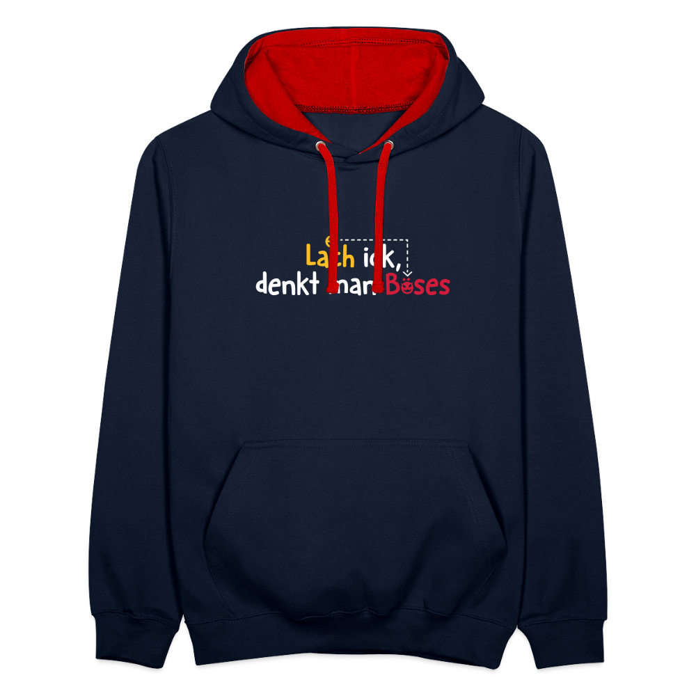 Lach ick, denkt man Böses - Kontrast Hoodie - Navy/Rot