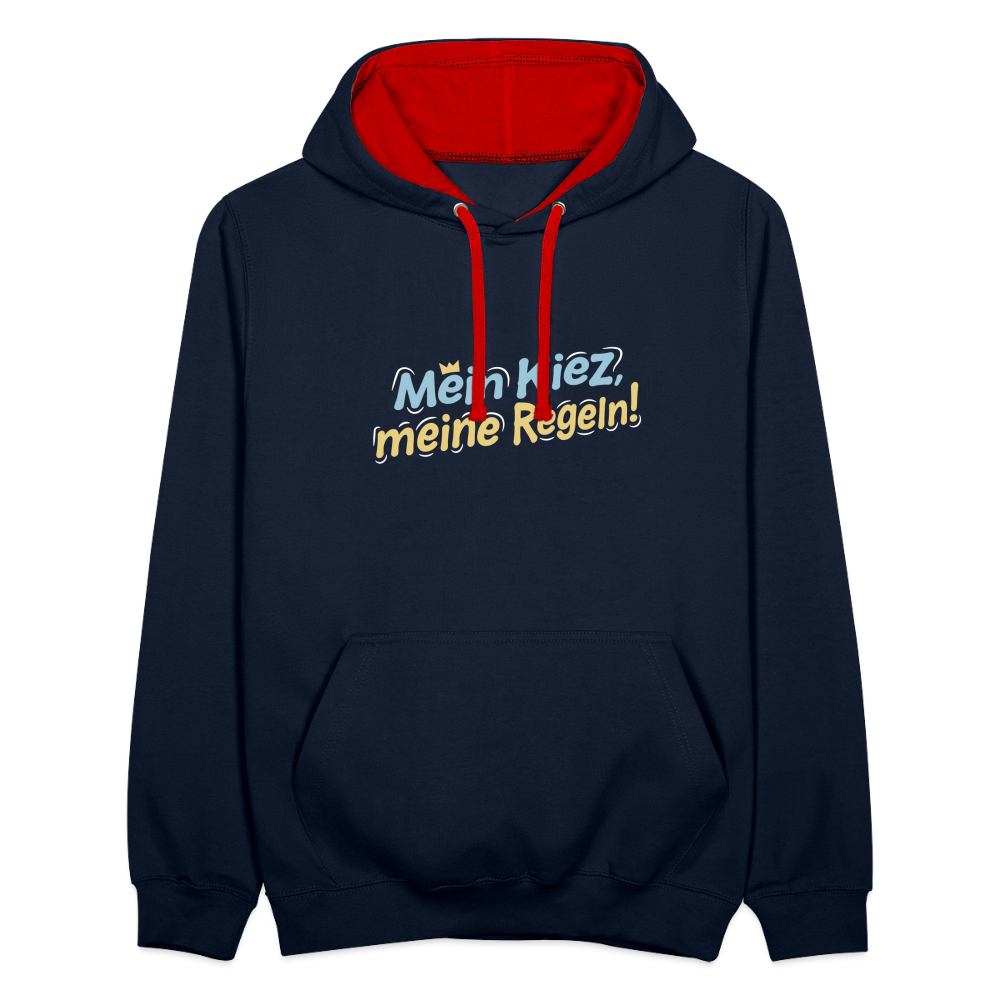 Mein Kiez, meine Regeln! - Kontrast Hoodie - Navy/Rot