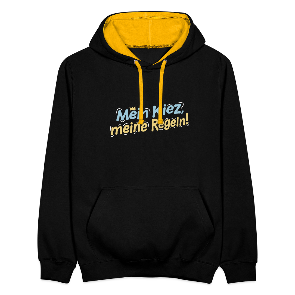 Mein Kiez, meine Regeln! - Kontrast Hoodie - Schwarz/Gold