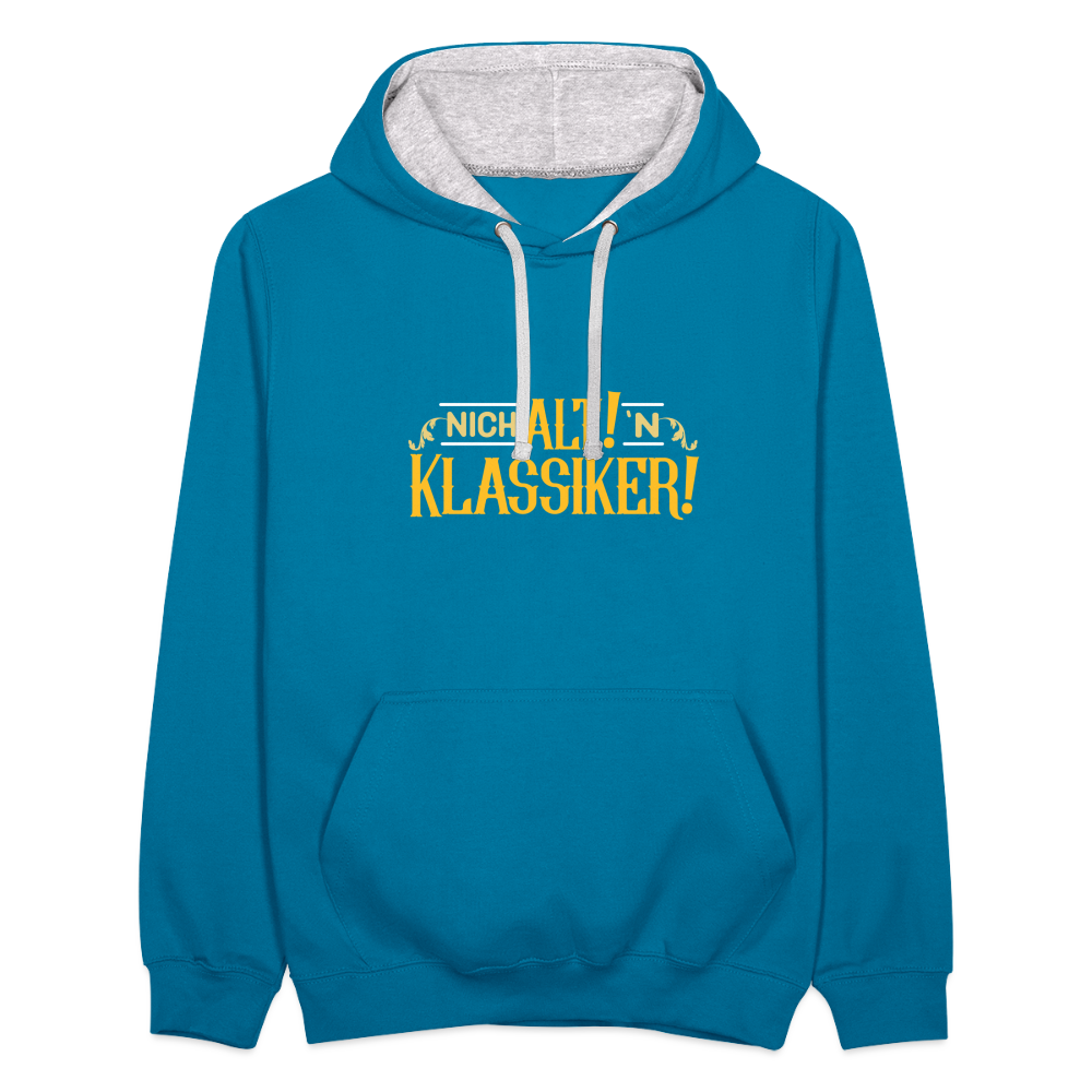 Nich alt! 'n Klassiker! - Kontrast Hoodie - Pfauenblau/Grau meliert