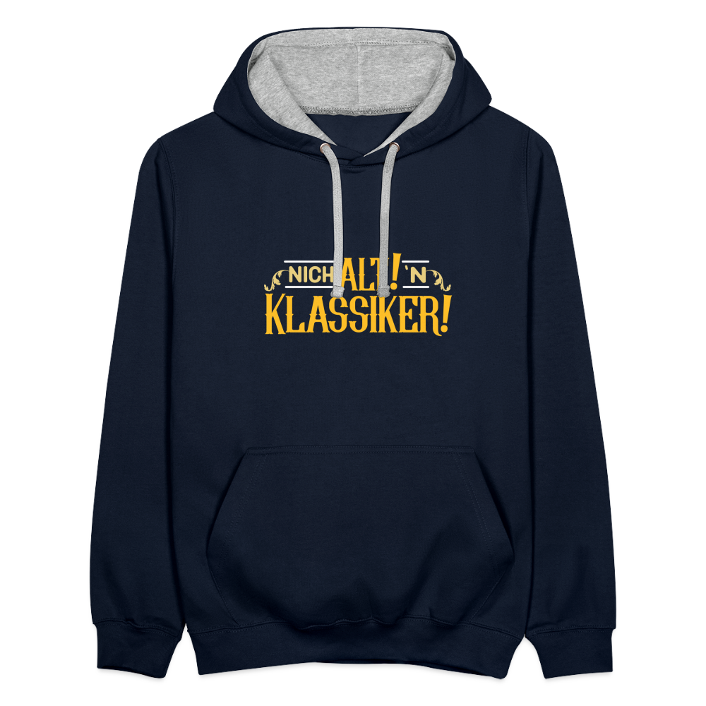 Nich alt! 'n Klassiker! - Kontrast Hoodie - Navy/Grau meliert