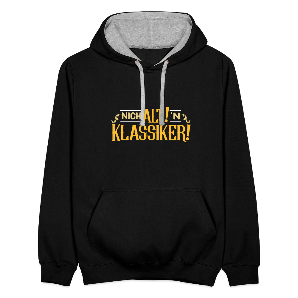 Nich alt! 'n Klassiker! - Kontrast Hoodie - Schwarz/Grau meliert