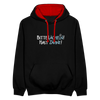 Bitte lächeln! Hast Zähne! - Kontrast Hoodie - Schwarz/Rot