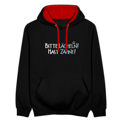 Bitte lächeln! Hast Zähne! - Kontrast Hoodie