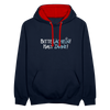 Bitte lächeln! Hast Zähne! - Kontrast Hoodie - Navy/Rot