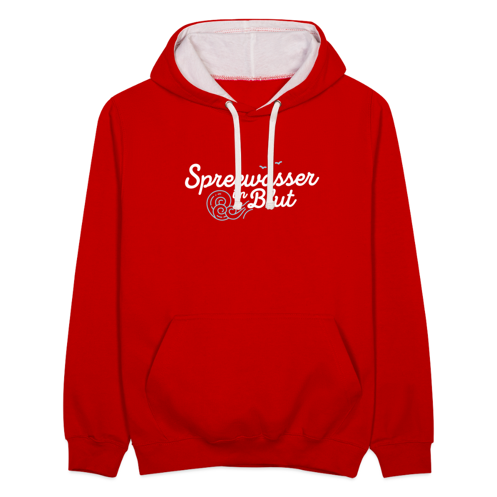 Spreewasser im Blut - Kontrast Hoodie - Rot/Weiß