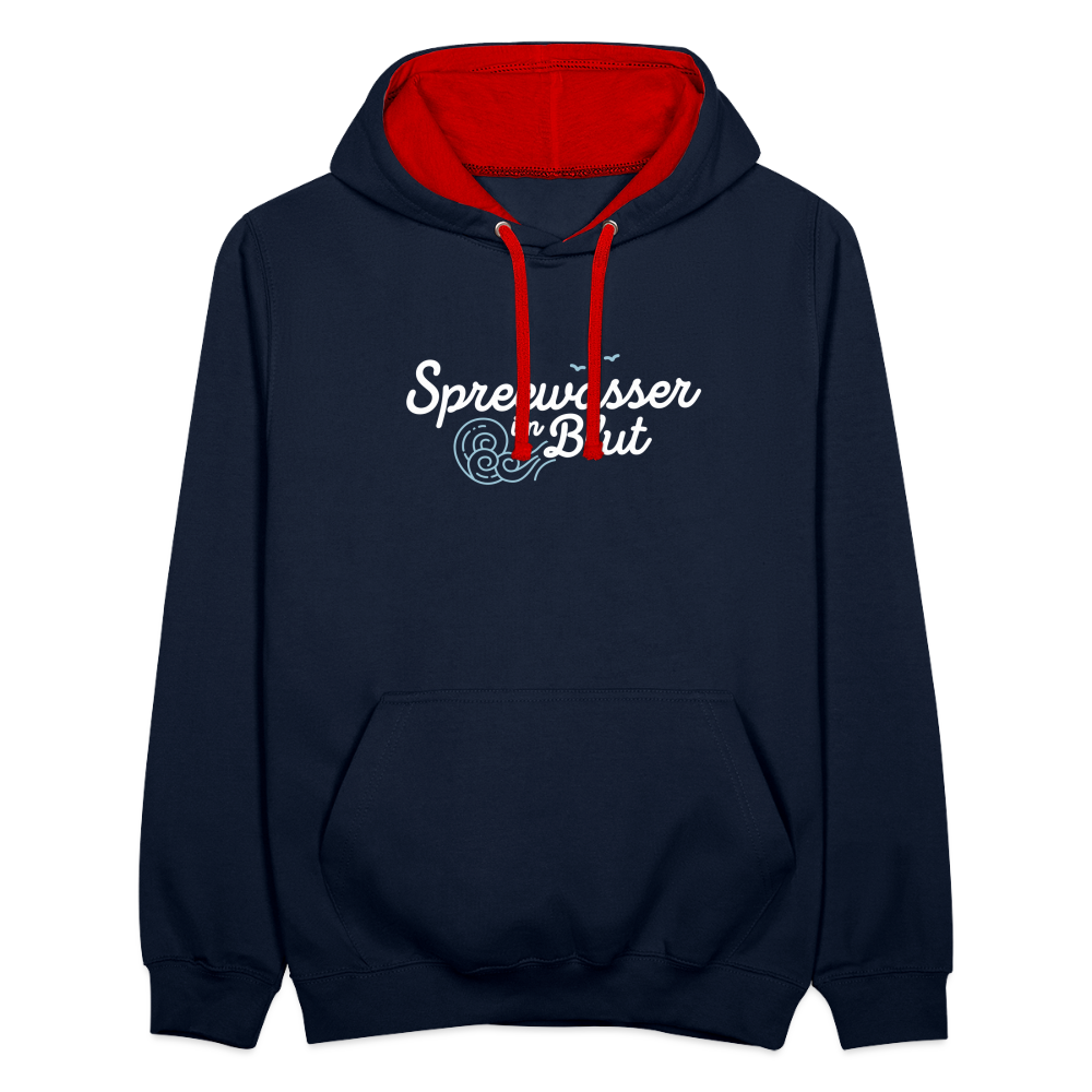 Spreewasser im Blut - Kontrast Hoodie - Navy/Rot