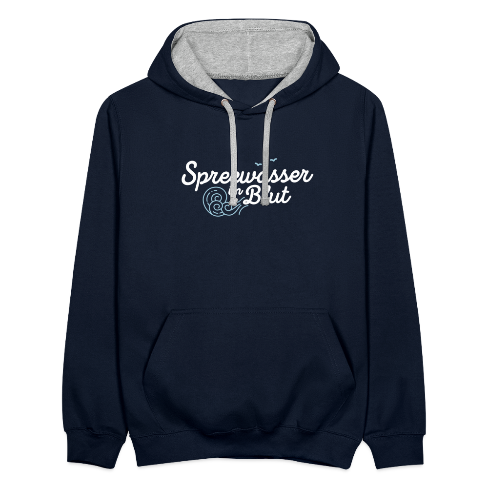 Spreewasser im Blut - Kontrast Hoodie - Navy/Grau meliert