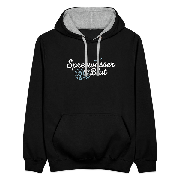 Spreewasser im Blut - Kontrast Hoodie - Schwarz/Grau meliert