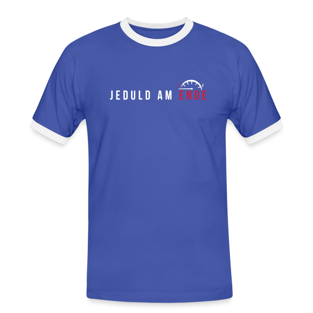 Jeduld am Ende - Männer Ringer T-Shirt - Blau/Weiß